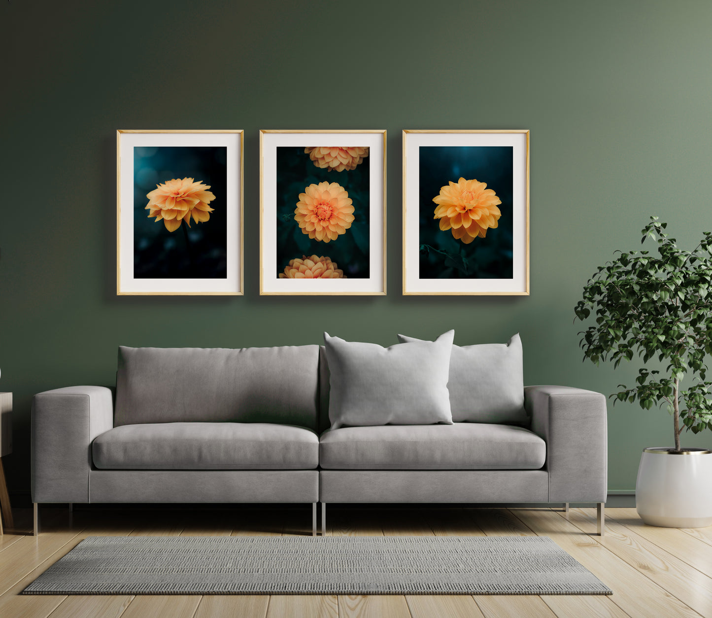 Digitale Natuurprints - Dahlia Collectie - Set van 3