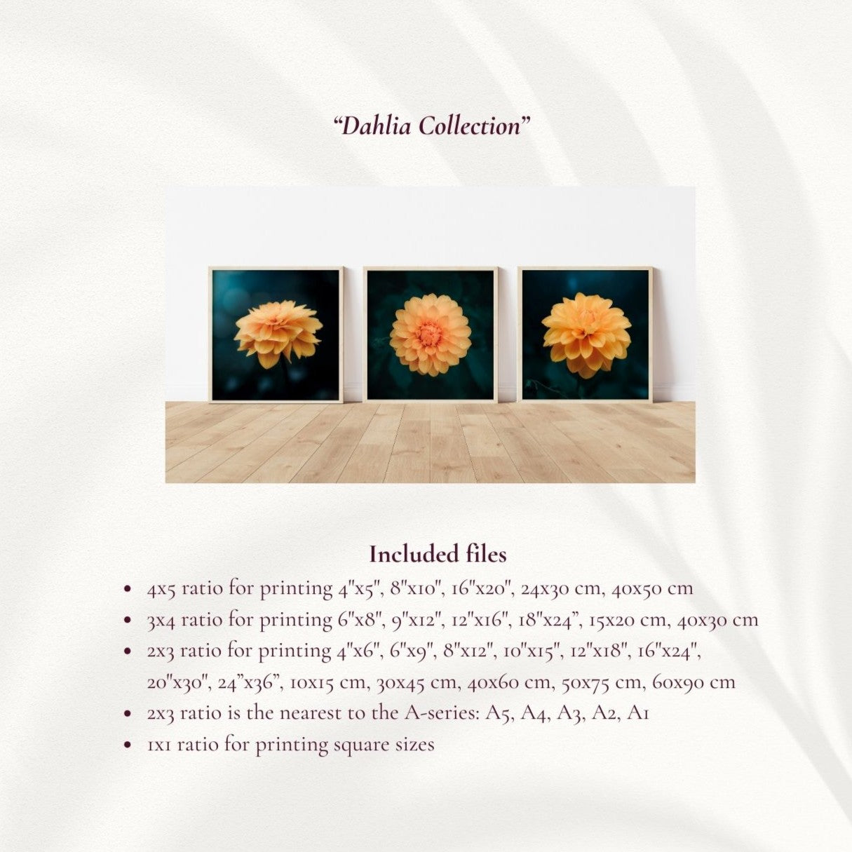 Digitale Natuurprints - Dahlia Collectie - Set van 3