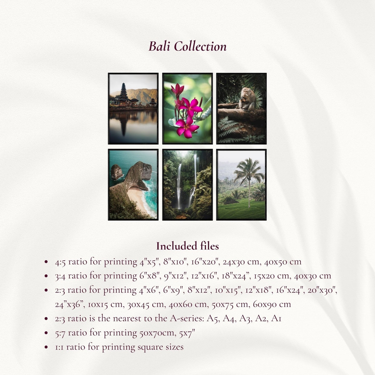 Digital Travel Prints - Bali Collection - set of 6